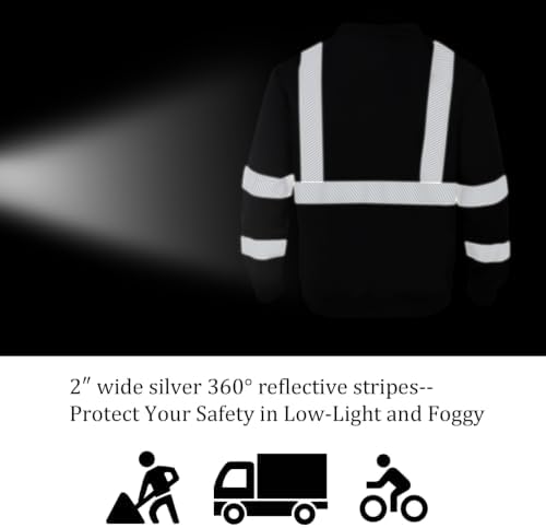 VENDACE Hi Vis Safety Sweatshirts for Men Reflective ANSI Class 3 High