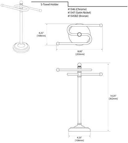 Gatco 1545BZ Countertop S-Style Towel Holder, Oil Rubbed Bronze