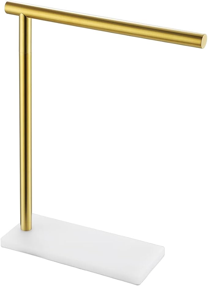 JQK Hand Towel Holder Stand Brushed Gold, Modern Tree Rack Free Standing - Image 9
