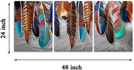 Colorful Feather Poster Prtins Decor Modern Gray Background Picture