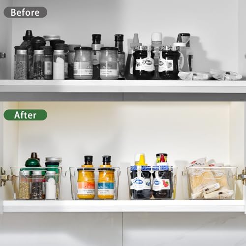 12 Pack Clear Plastic Storage Bins, Pantry Organizers and Storage