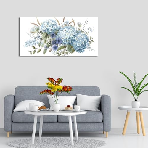 VEAEE Blue Hydrangea Botanical Canvas Prints Painting Abstract Artwork