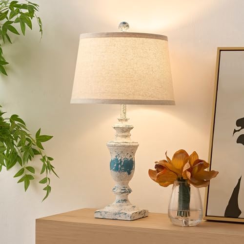 SAIWEYA 23" Farmhouse Table Lamps Set of 2, 3 Way Dimmable Lamps with