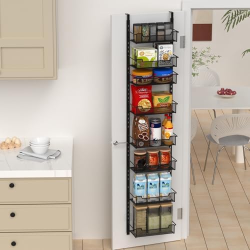 VyGrow 12.3" W Narrow Over the Door Pantry Organizer, 8-Tier Over the