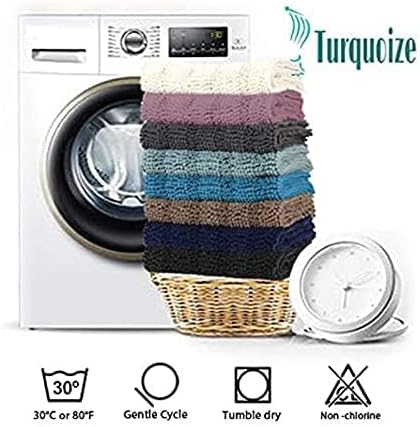Turquoize Chenille Bathroom Rugs Set Non-Slip Bath Mats - Image 7