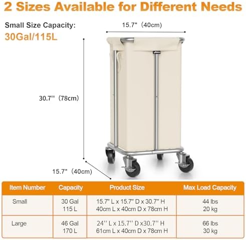 Hodonas Laundry Basket with Wheels, 115L Rolling Laundry Hamper Large