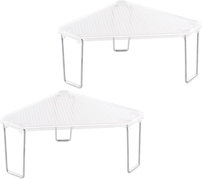 mDesign Plastic/Steel Corner Stackable Rack, Storage Organizer Shelf - Image 9