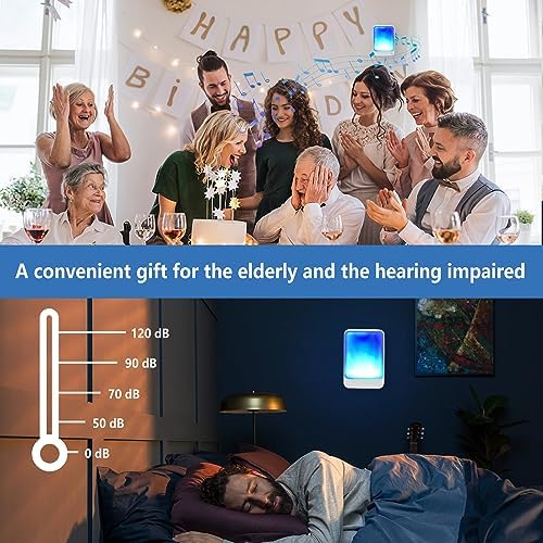 Loud Flash Doorbell with 7 Colors of Bright Light and 4 Volumes