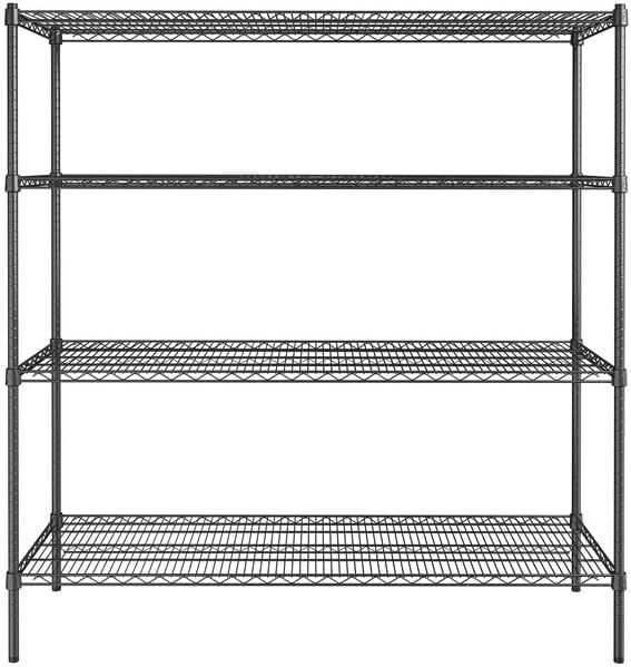 21" x 60" NSF Black Epoxy 4-Shelf Kit - Image 2
