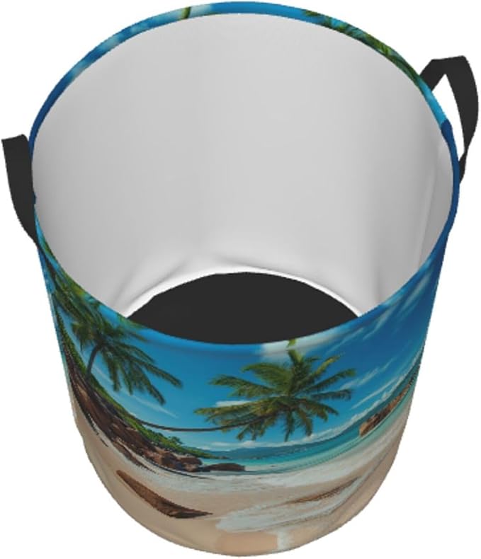 Laundry Basket Seaside Palm Trees Collapsible Large Capacity, 63L Dirty Clothes - Image 8