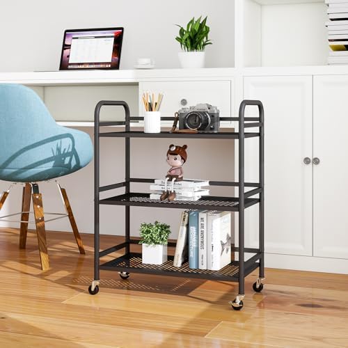 HDANI 3 Tier Metal Rolling Heavy Cart Supports 40 Lbs Per Tier,Mesh