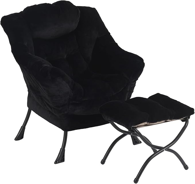Lazy Chair with Ottoman, Modern Chair with Folding Footrest, Lounge Accent Chair - Image 7