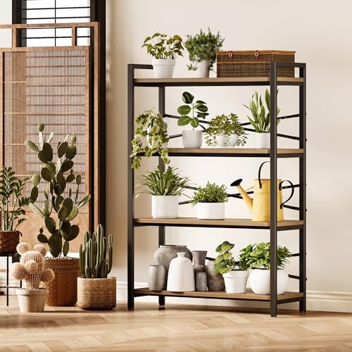 4 Tier Bookshelf 31.49" Width, Tall Book Shelf Storage and