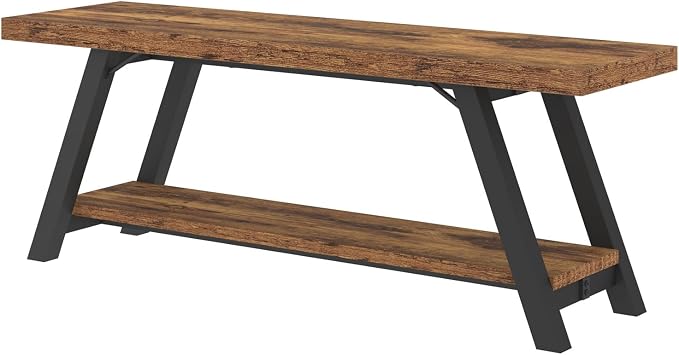 LVB Wood Bench, Industrial Storage Entryway Indoor Bench - Image 9