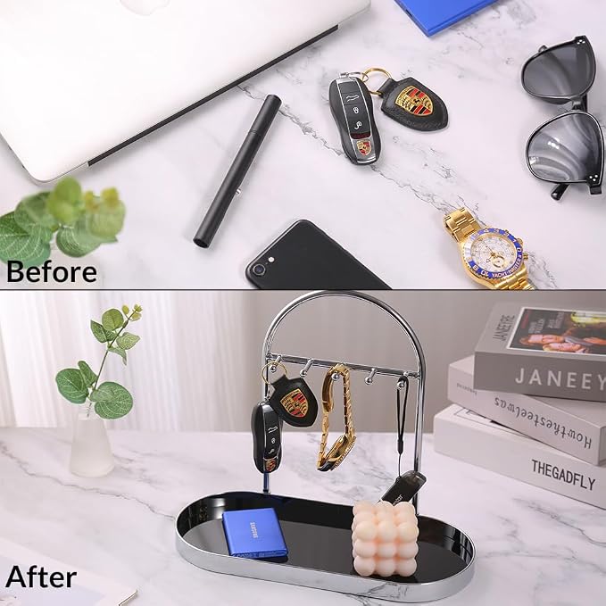 Shinpuru Metal Jewelry Organizer Stand & Key Holder Tray - Image 9