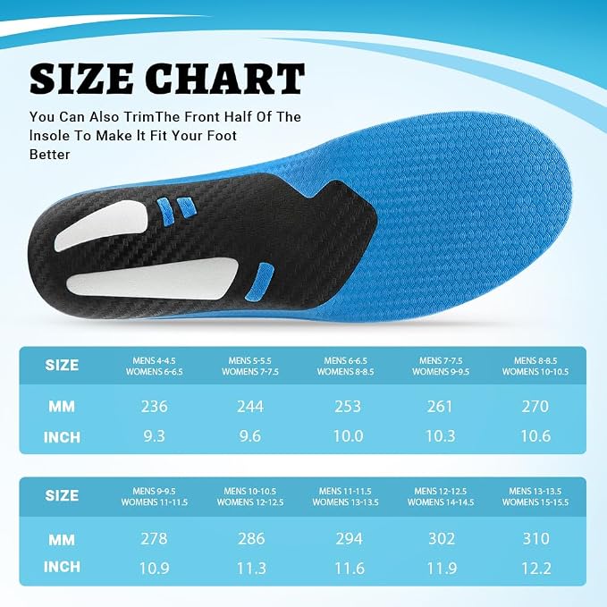 VALSOLE Plantar Fasciitis Insoles, 210+ lbsHeavy Duty Support Pain Relief - Image 6