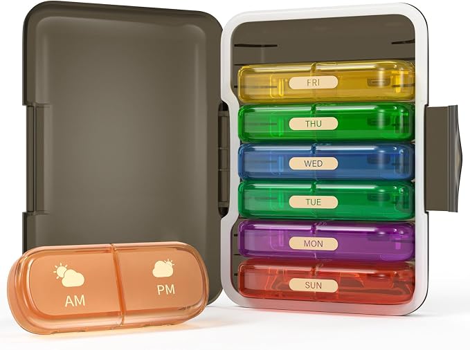 Weekly Pill Organizer 2 Times a Day, 7 Day Pill Box 2 Times, Portable - Image 9