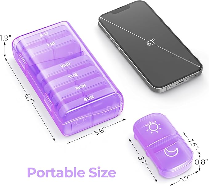 AUVON XL Weekly Pill Organizer 2 Times a Day, AM PM Pill Case - Image 8