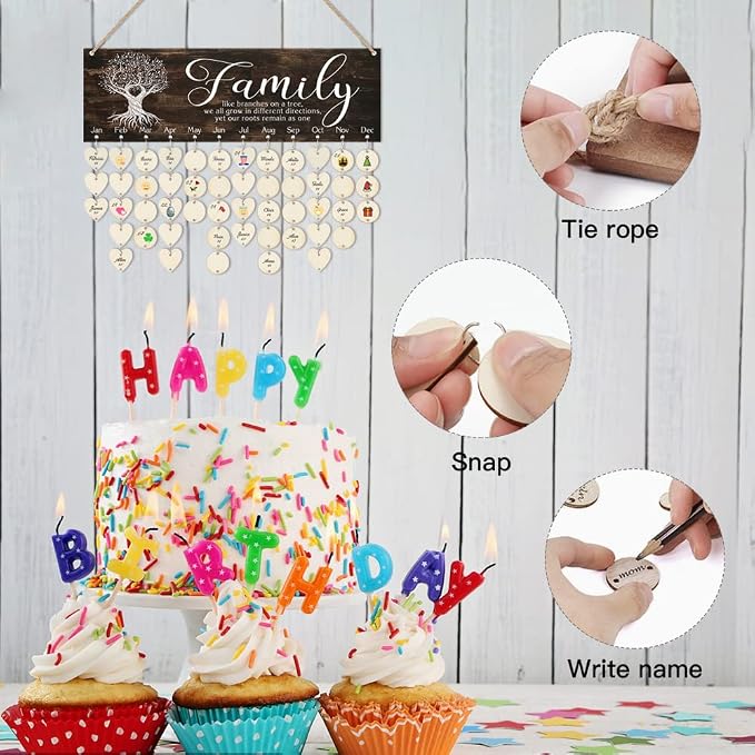 CHDITB Family Birthday Reminder Calendar Board, DIY Birthday Gifts - Image 7