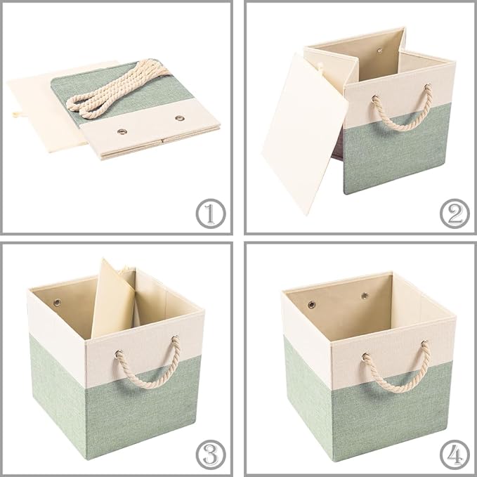 PRANDOM Large Foldable Cube Storage Bins 13x13 inch Fabric Linen Storage - Image 5