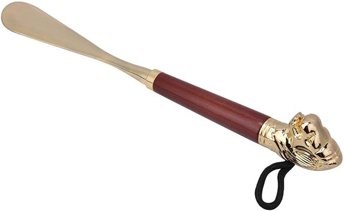 Shoe Horn Long Handled Metal Lion Head Shoe Horn Wooden Long Handle Shoe Lifter - Image 8