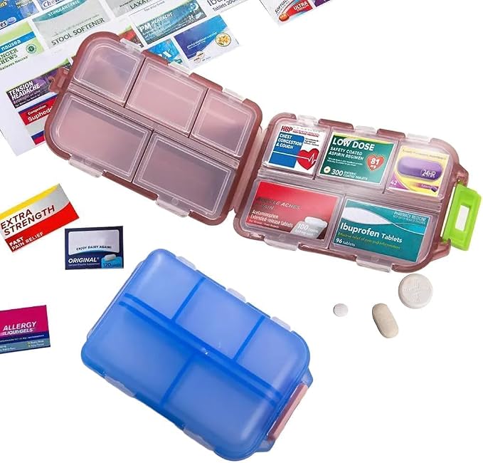 Pill Organizer with Medicine Labels Travel Daily Pill Container Mini Medication - Image 8