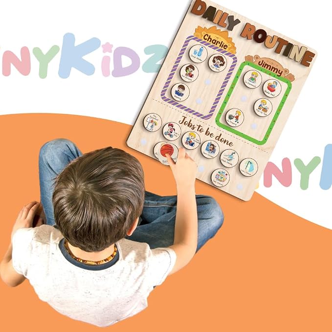 Wooden Chore Chart for Kids Multiple Kids 13.5"x16.5", Behavior Chore Chart for - Image 9
