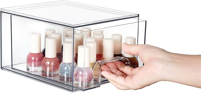 Vtopmart 2 Pack Small Clear Stackable Storage Drawers, Acrylic Bathroom Makeup - Image 9