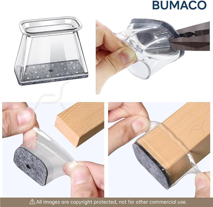 BUMACO Chair Leg Floor Protectors Rectangle Chair Leg Protectors - Image 7