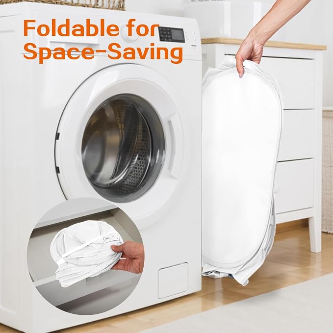 Durable Collapsible Foldable Mesh Pop Up Laundry Basket, 2 Compartments Easy to - Image 6