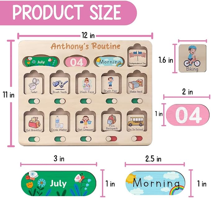Personalized Wooden Daily Routine Chart, Visual Schedule, Routine Chart - Image 9