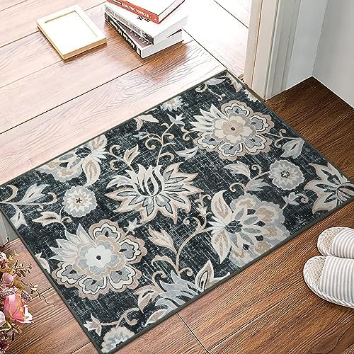 Beeiva Floral Entry Rug 2x3, Washable Kitchen Non Slip Entry Rugs for