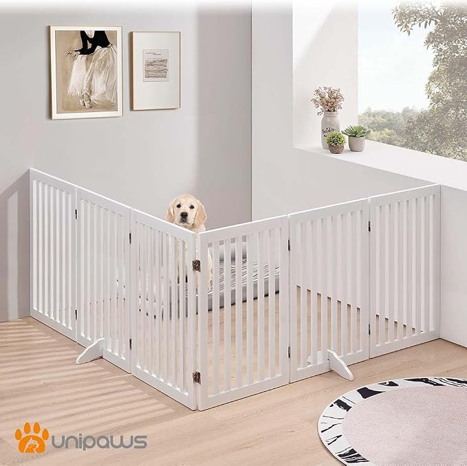 unipaws 120" Extra Wide Pet Gate, Free Standing Dog Gate - Image 8
