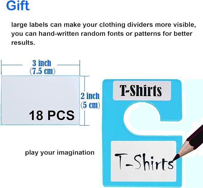 20 Pack White Clothing Rack Size Dividers Plus 45 Labels and 18 Large Blank - Image 7