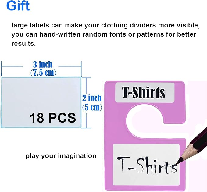32 Pack White Clothing Rack Size Dividers Plus 75 Labels and 30 Large Blank - Image 7