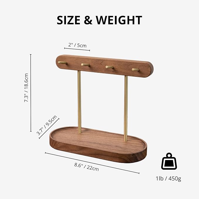 muso wood Walnut Key Stand for Entryway Table, Wooden Key Holder - Image 7