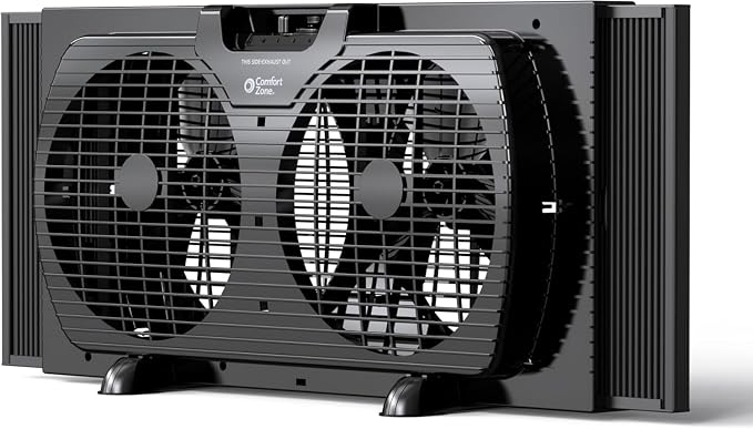 Comfort Zone Window Fan for Bedroom, 9 inch 3 Speed Dual Fans - Image 2