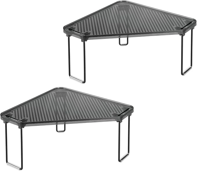 mDesign Plastic/Steel Corner Stackable Rack, Storage Organizer Shelf - Image 9