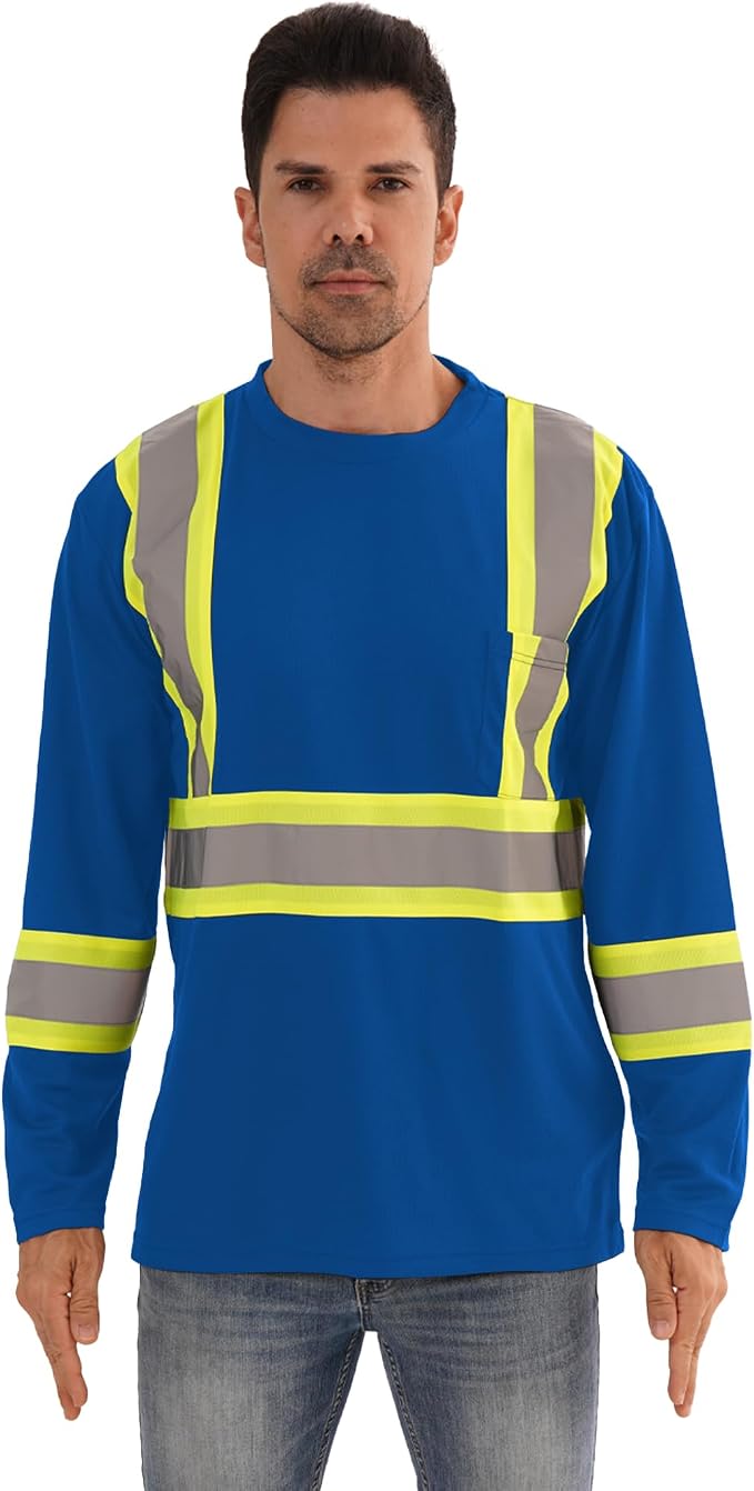 Hi Vis Safety Long Sleeve Shirts,High Visibility Class 3 T Shirts - Image 6