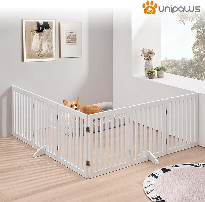 unipaws 120" Extra Wide Pet Gate, Free Standing Dog Gate - Image 8