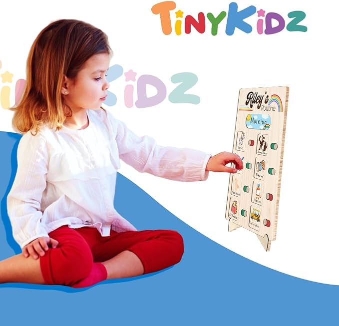 Wooden Chore Chart for Kids Visual Schedule, Routine Chart for Kids, Morning - Image 8