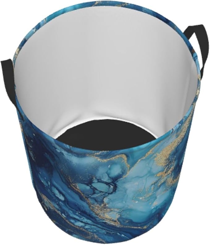Laundry Basket Blue Texture Collapsible Large Capacity, 63L Dirty Clothes - Image 8