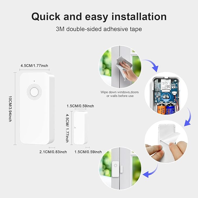 Wireless Door and Window Alarm Sensor, 120dB Requires PGST Hub, Zigbee - Field & Grace