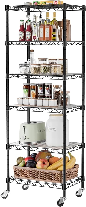 SINGAYE 6 Shelf Storage Wire Shelves Closet Bathroom Organizers Metal Pantry - Image 9