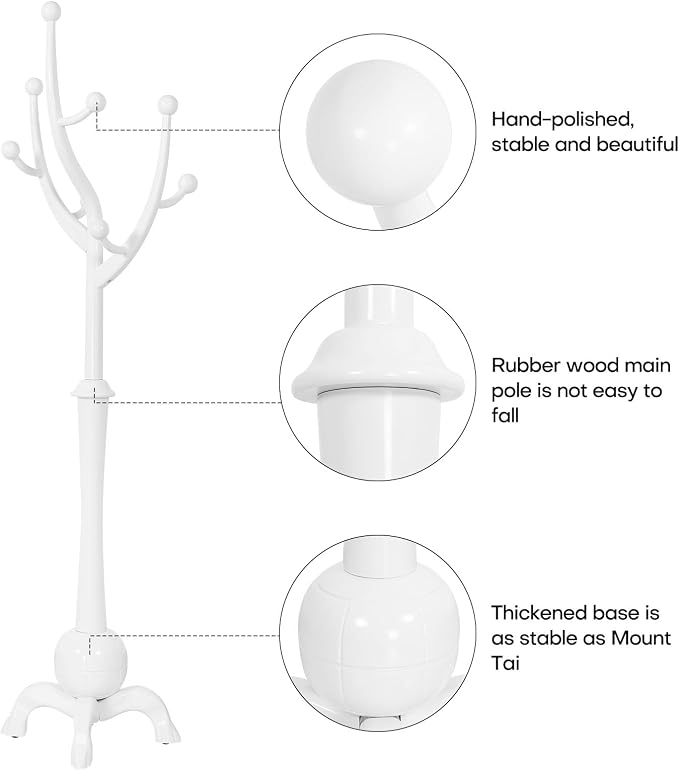 Bekrvio Coat Rack, Solid Wood Coat Racks Stand, Free Standing Coat Rack Coat - Image 9