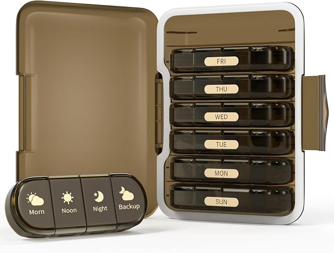 Weekly Pill Organizer 4 Times a Day, 7 Day Pill Box 4X, Portable - Image 9