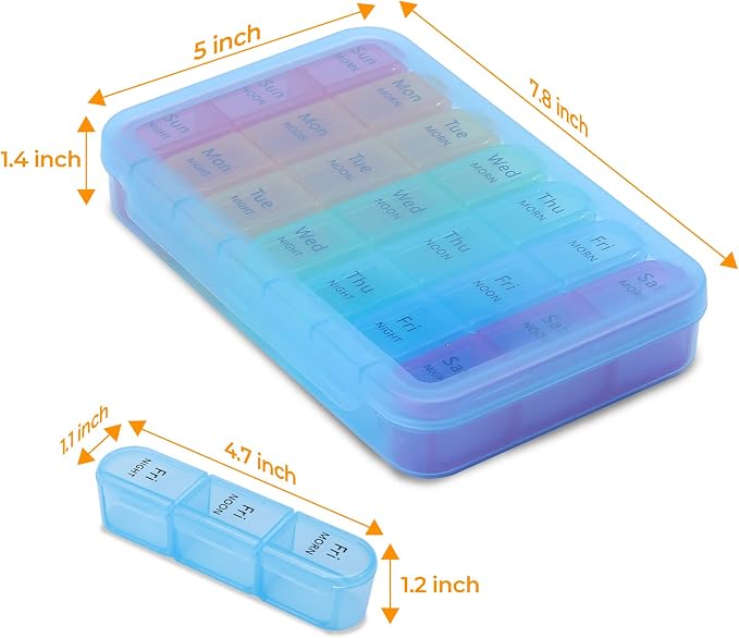 Daviky Pill Organizer Travel, Weekly Pill Organizer 3 Times a Day, Pill Box 7 - Image 9
