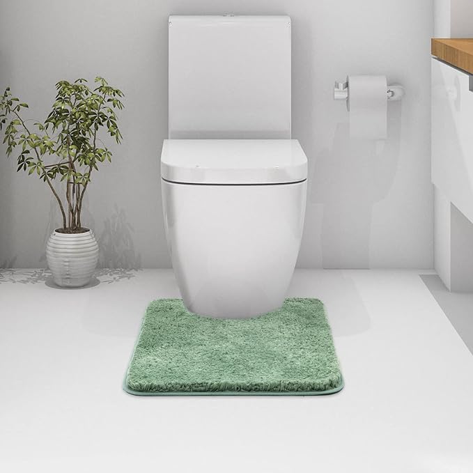 MIULEE Microfiber Toilet Bath Mat U-Shaped Contour Shaggy Bathroom Rugs Non - Image 7