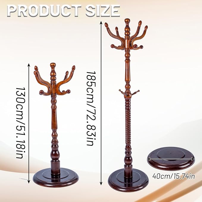 73" Wooden Coat Rack Stand, Coat Racks Freestanding - Image 6