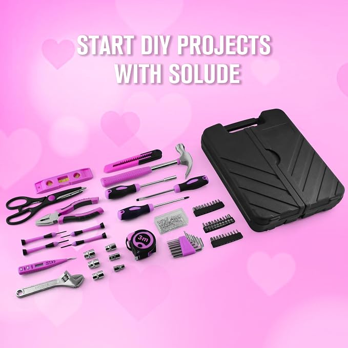 SOLUDE Pink Tool Set, 206-Piece Home Tool Kit - Image 9
